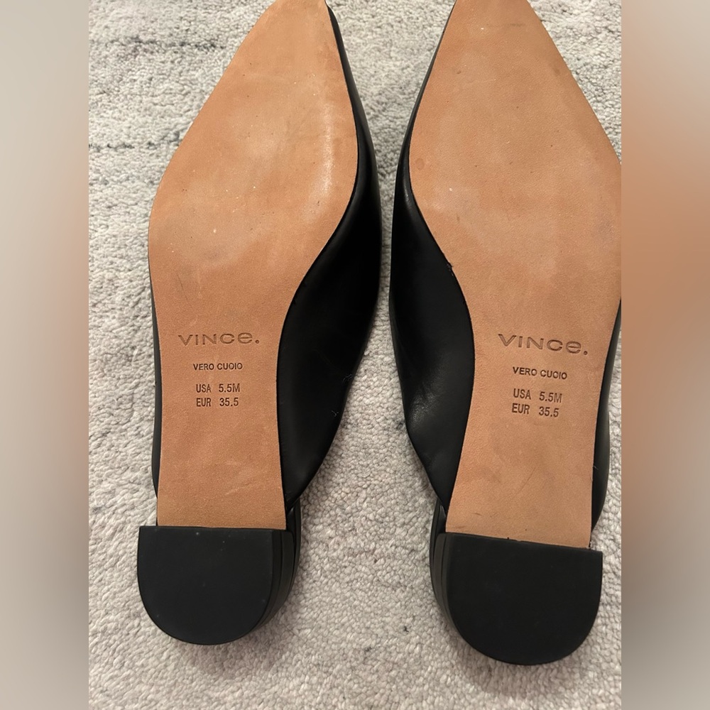 VINCE - Ana Pointed Leather Mules Black Size 5.5 - Picture 12 of 14